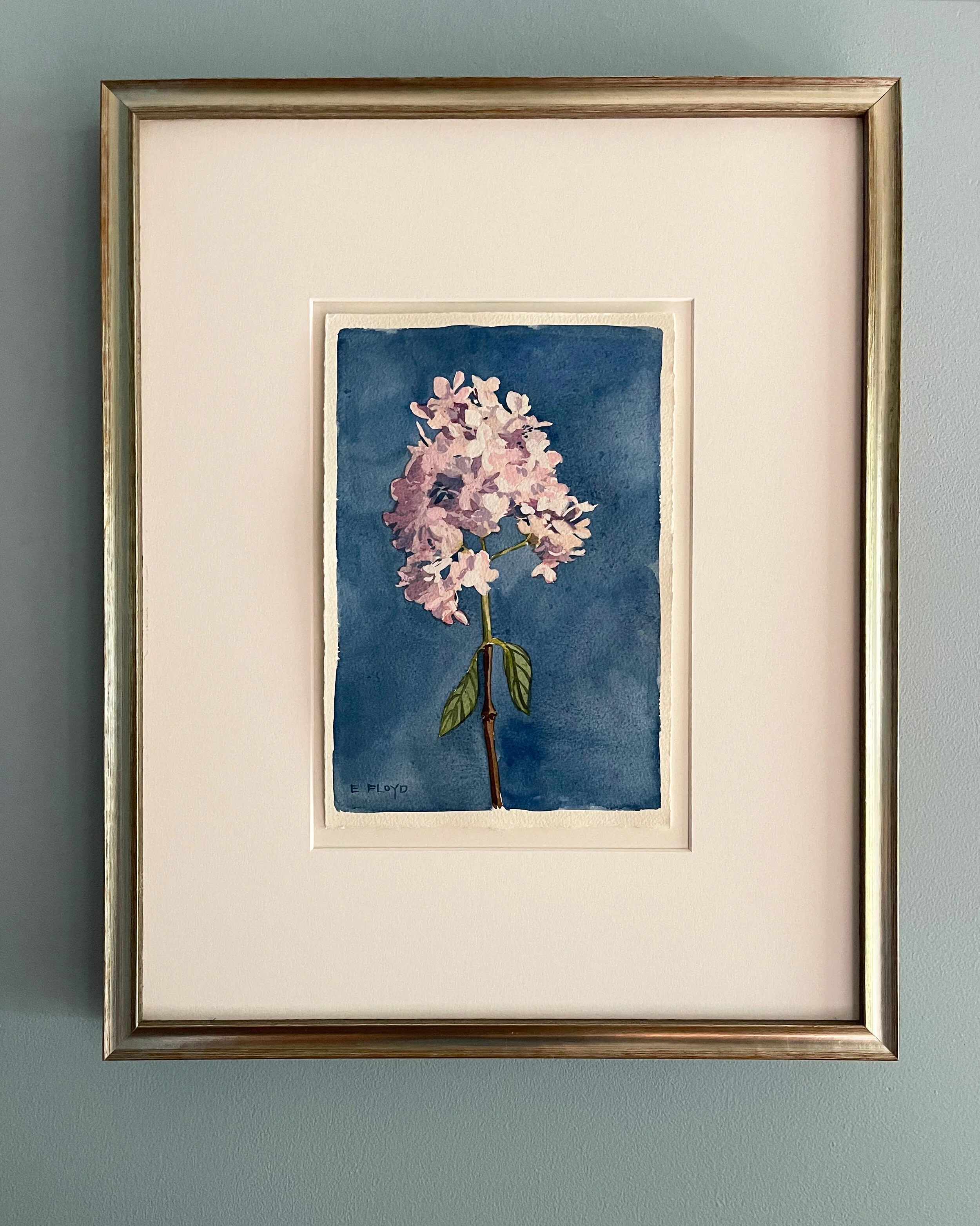 南澤りえ作 『バイオレットローズの夕べ』 SM／oil on glass Hydrangea No. 5, watercolor and gouache, 11 x 7.5, unframed